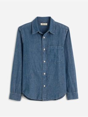 Madewell Chambray Button-Up Shirt in Cotton-Linen Blend Size XL NWT $128 NV115